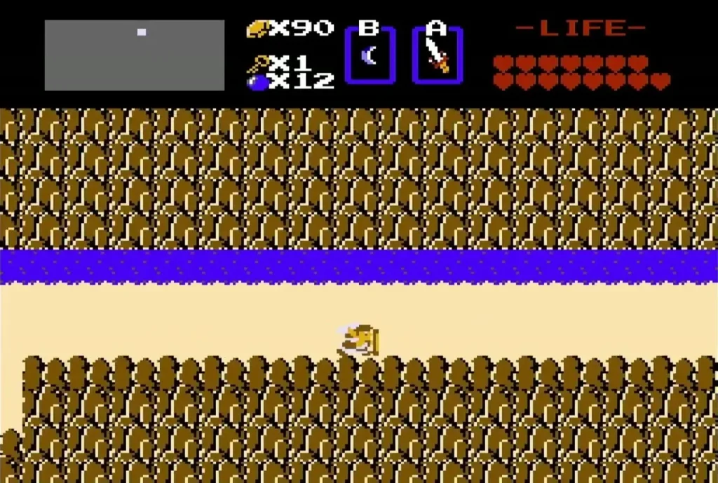Riverbank on the Level 8 approach with enemies near the cliff Riverbank on the Level 8 approach with enemies near the cliff