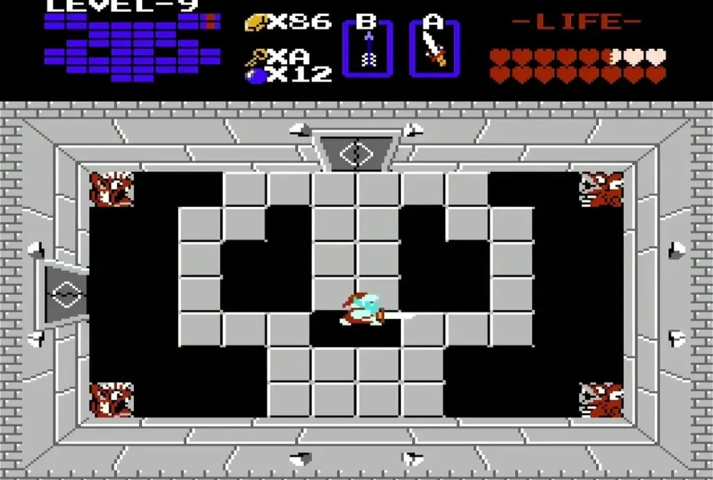 Link striking Ganon in the Level 9 boss room Link striking Ganon in the Level 9 boss room