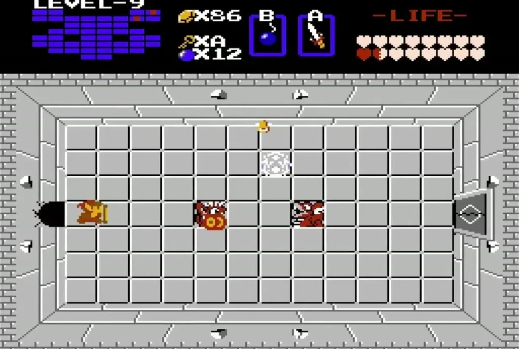 Level 9 room with red block pairs and orange enemies Level 9 room with red block pairs and orange enemies