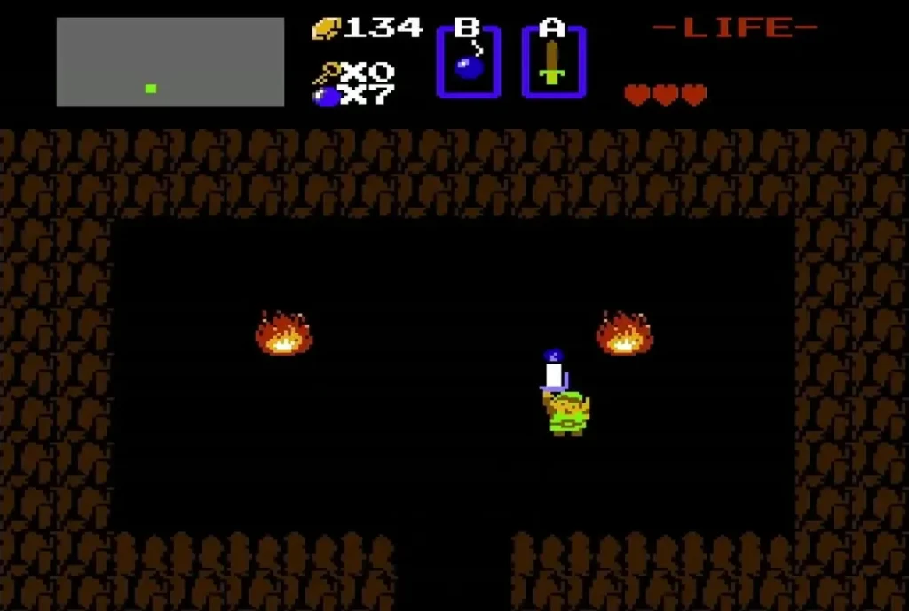 Link holding up the Blue Candle after buying it in the shop Link holding up the Blue Candle after buying it in the shop