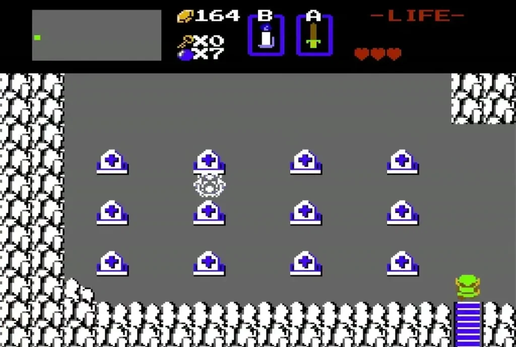 Graveyard of tombstones with a ghost moving between the second row Graveyard of tombstones with a ghost moving between the second row