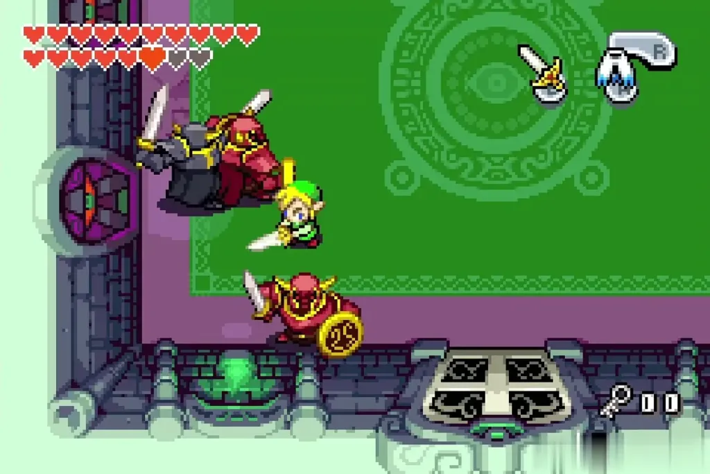 Link fighting a red Darknut with the black Darknut close behind Link fighting a red Darknut with the black Darknut close behind