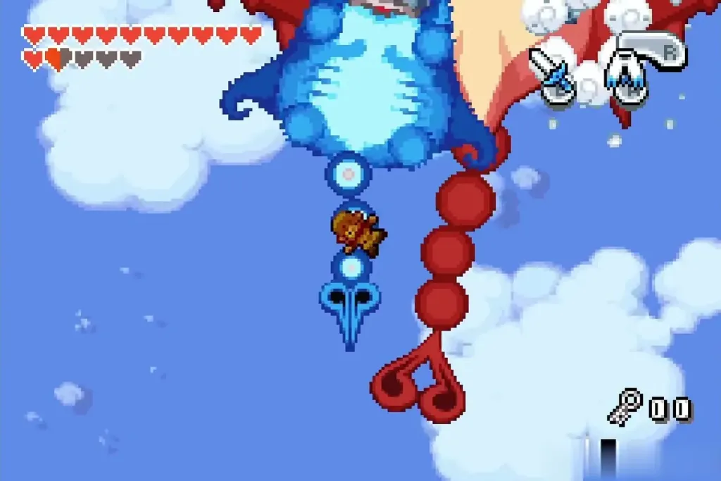 The blue Gyorg returning with its tail swinging while Link crosses back The blue Gyorg returning with its tail swinging while Link crosses back