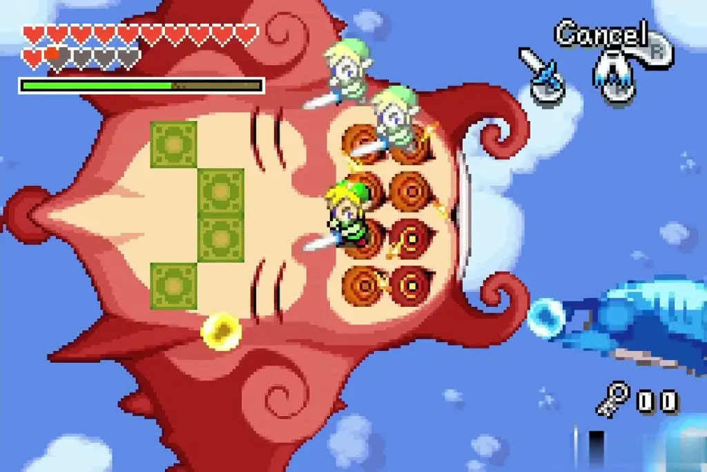 Link's clones striking the eyes on the red Gyorg's back together Link's clones striking the eyes on the red Gyorg's back together