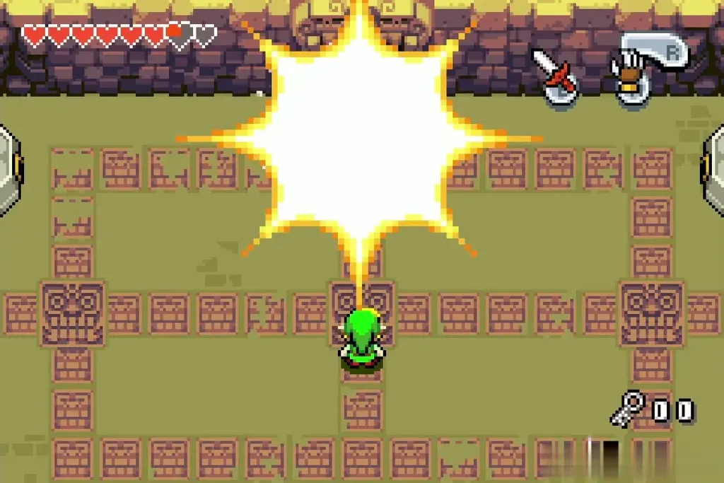 Mazaal exploding in a bright burst above Link Mazaal exploding in a bright burst above Link