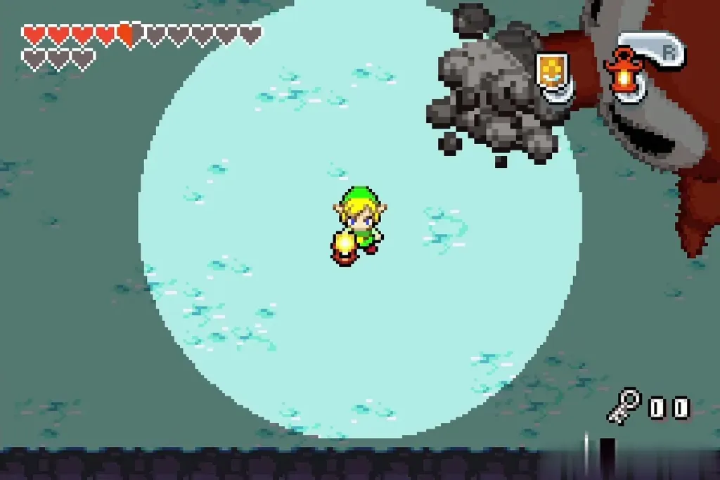 The arena in darkness with Link's Lantern lighting a small circle The arena in darkness with Link's Lantern lighting a small circle