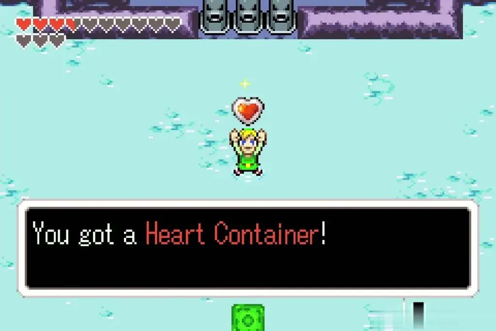 Link holding up a Heart Container Link holding up a Heart Container