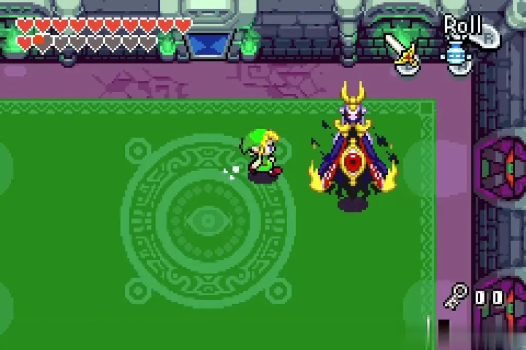 Link attacking the eye opened on Vaati's body Link attacking the eye opened on Vaati's body