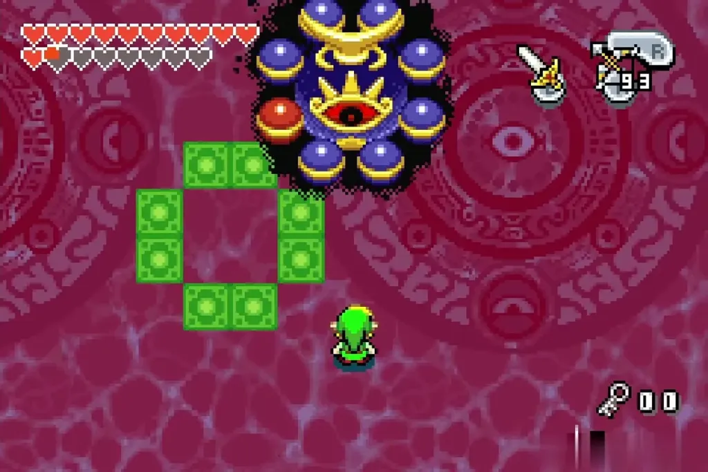 Vaati Transfigured as an eye ringed by orbs above a ring of blocks Vaati Transfigured as an eye ringed by orbs above a ring of blocks