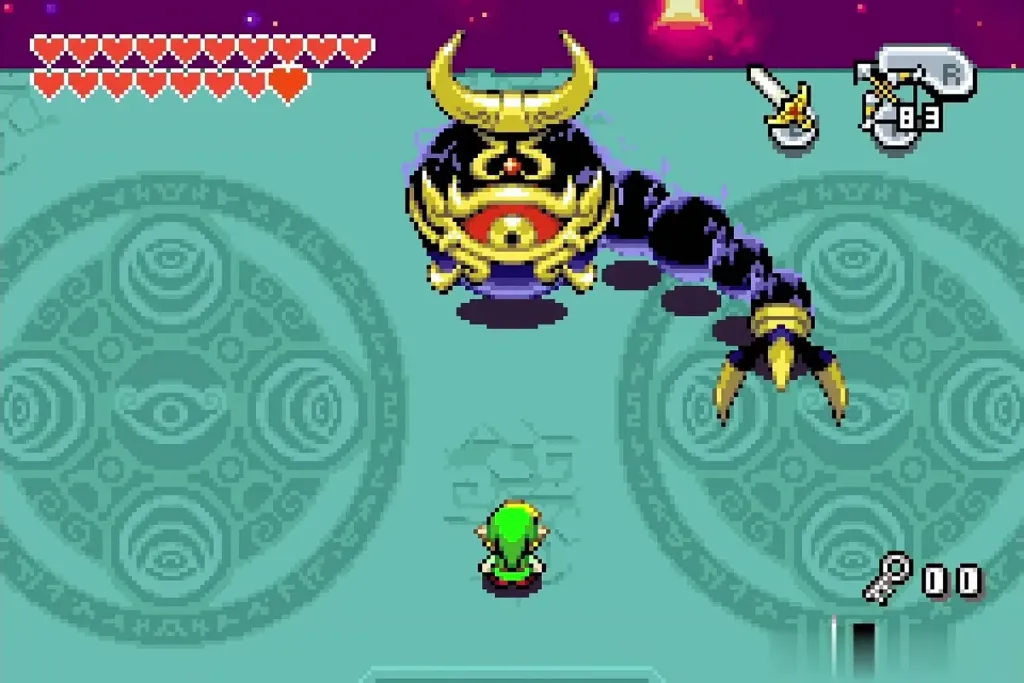 Vaati's Wrath with a clawed arm reaching across the courtyard Vaati's Wrath with a clawed arm reaching across the courtyard