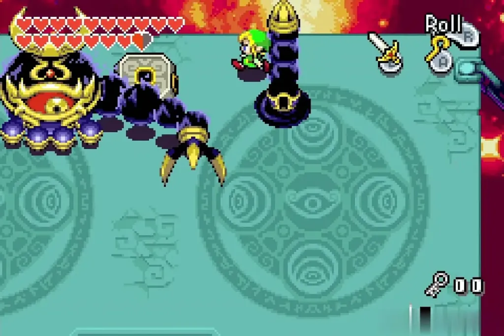 A black arm of Vaati's Wrath thrusting from the ground beside Link A black arm of Vaati's Wrath thrusting from the ground beside Link