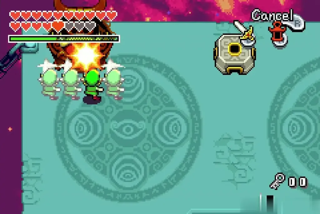 Clones sending an energy ball back into a small eye Clones sending an energy ball back into a small eye