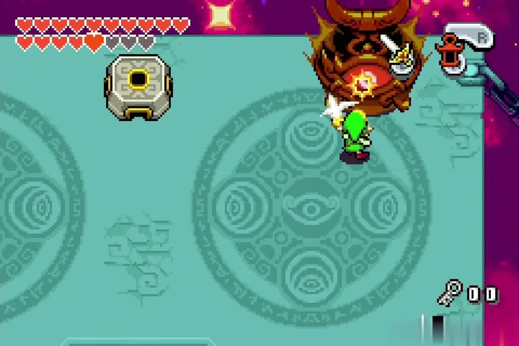 Link slashing Vaati's red-glowing body Link slashing Vaati's red-glowing body
