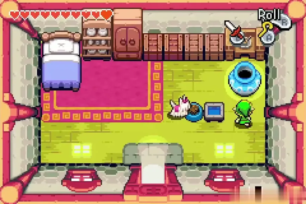 Borken the dog at his dish with Link standing beside it Borken the dog at his dish with Link standing beside it