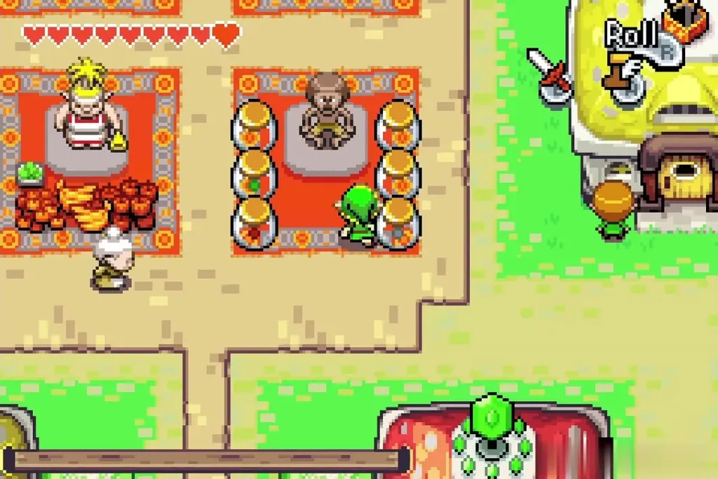 The Hyrule Town market seller explaining that White Picolyte helps find Kinstone pieces The Hyrule Town market seller explaining that White Picolyte helps find Kinstone pieces