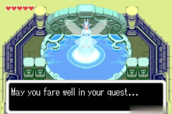 Great Mayfly fairy above the Adventurer's Spring pool on Mt. Crenel speaking to Link Great Mayfly fairy above the Adventurer's Spring pool on Mt. Crenel speaking to Link