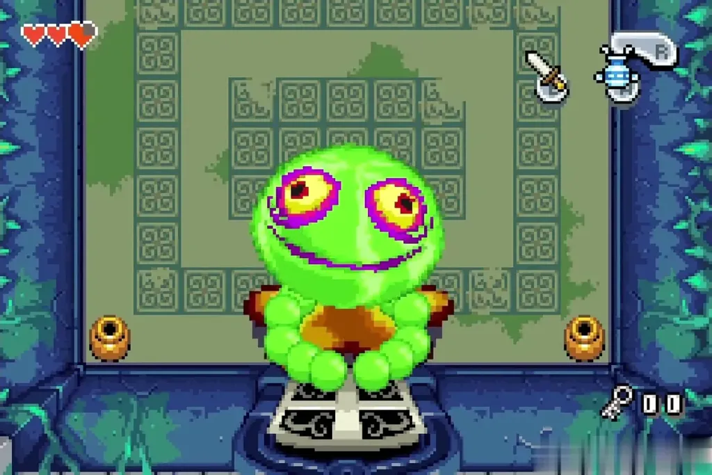 Big Green ChuChu boss on its pedestal in the Deepwood Shrine arena Big Green ChuChu boss on its pedestal in the Deepwood Shrine arena
