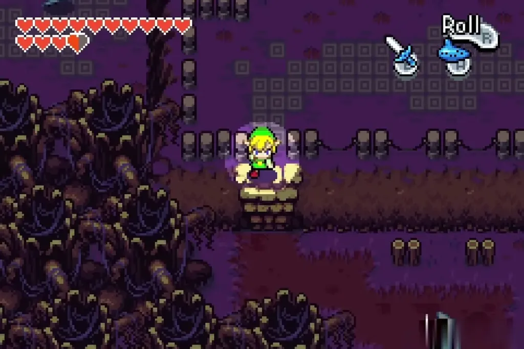 Link in the purple cave entrance area of Royal Valley on the way to the Great Dragonfly Fairy Link in the purple cave entrance area of Royal Valley on the way to the Great Dragonfly Fairy