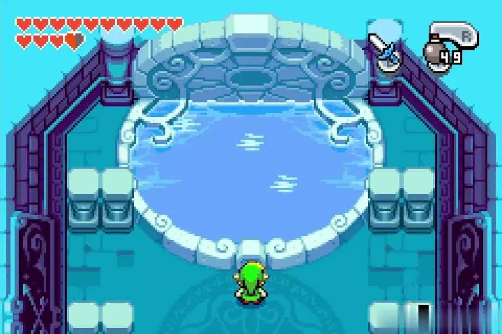Link inside the cave at the spring of the Great Dragonfly Fairy Link inside the cave at the spring of the Great Dragonfly Fairy