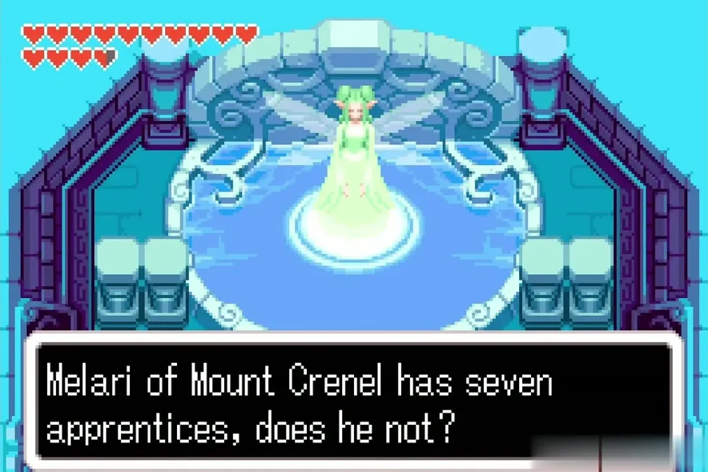 The fairy asking whether Melari of Mount Crenel has seven apprentices The fairy asking whether Melari of Mount Crenel has seven apprentices