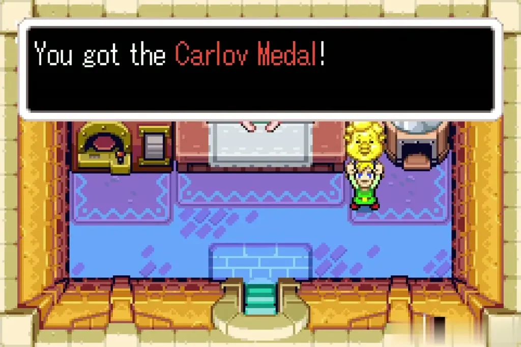 Link holding up the Carlov Medal at Carlov's shop Link holding up the Carlov Medal at Carlov's shop