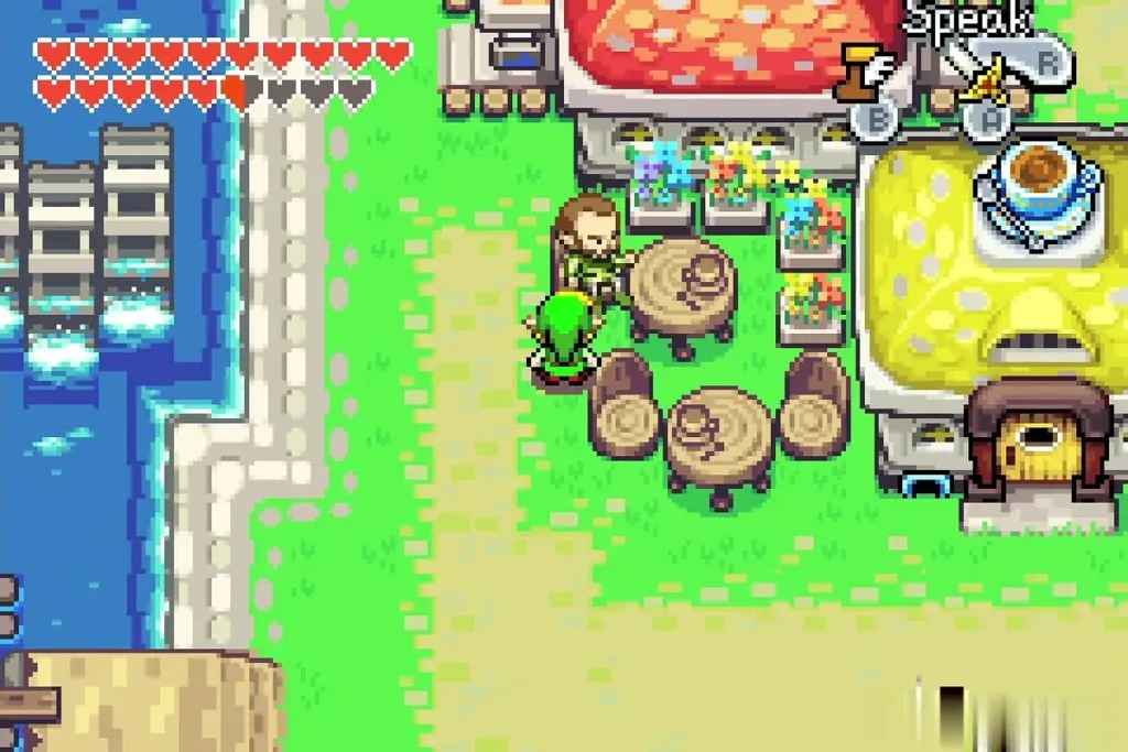 Link beside Herb among the tables outside Mama's Cafe Link beside Herb among the tables outside Mama's Cafe