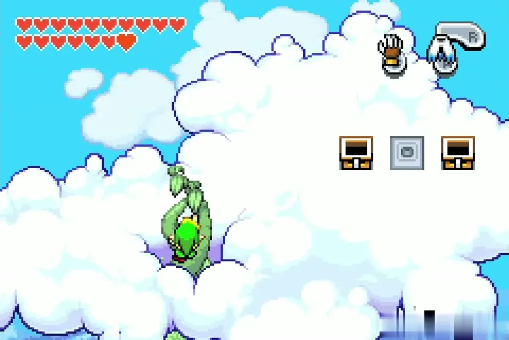 Link holding up 200 Mysterious Shells from a cloud chest Link holding up 200 Mysterious Shells from a cloud chest