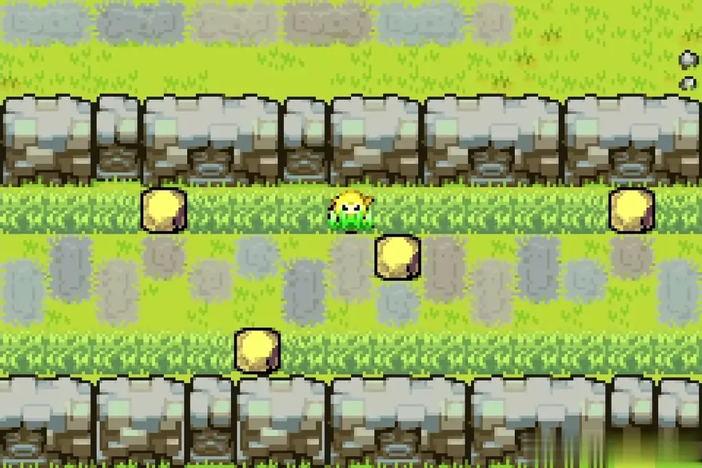 A Golden Octorok appearing among the stones of the Wind Ruins A Golden Octorok appearing among the stones of the Wind Ruins