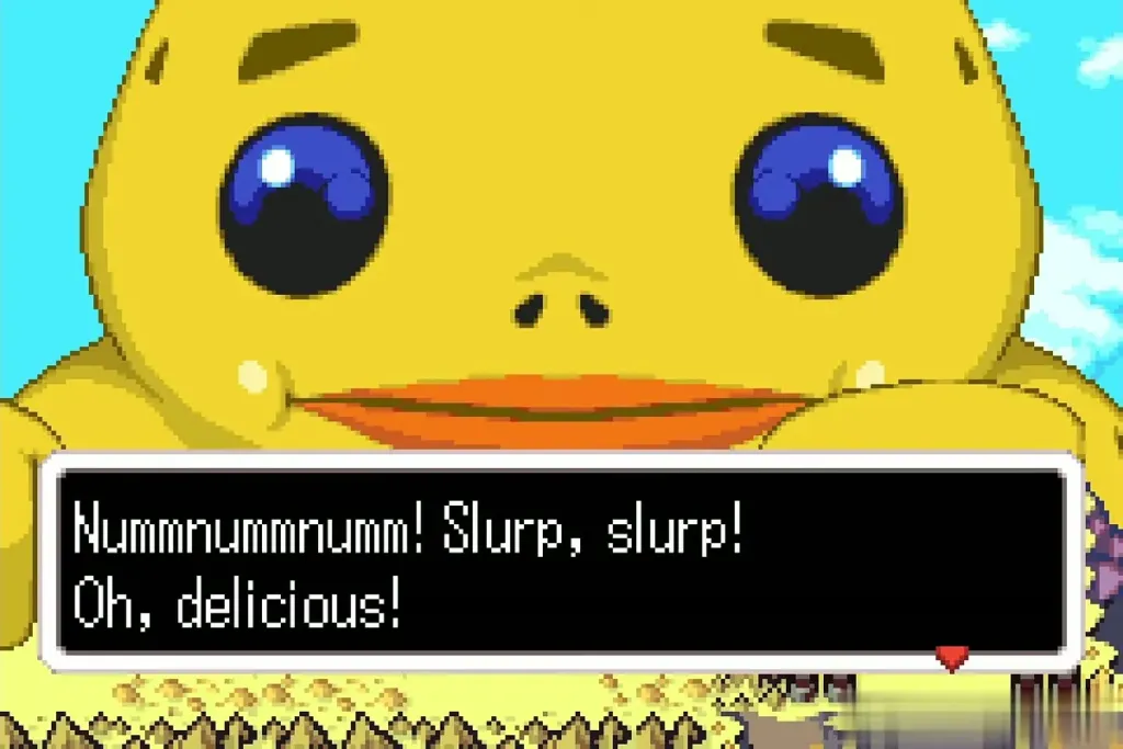 Biggoron saying it is delicious after swallowing Link's shield Biggoron saying it is delicious after swallowing Link's shield