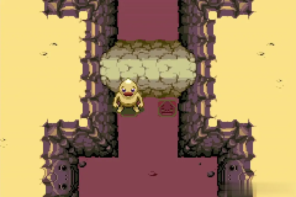A Goron standing at the Mysterious Wall in the cave A Goron standing at the Mysterious Wall in the cave