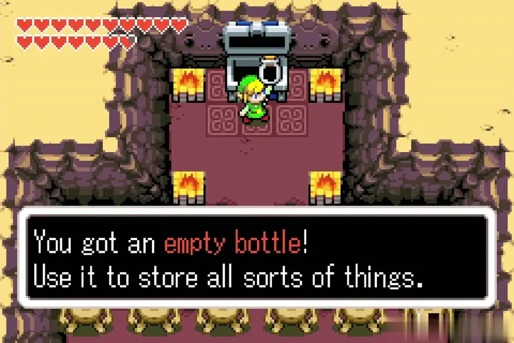 The message: You got an empty bottle! with Link holding it up at the altar The message: You got an empty bottle! with Link holding it up at the altar