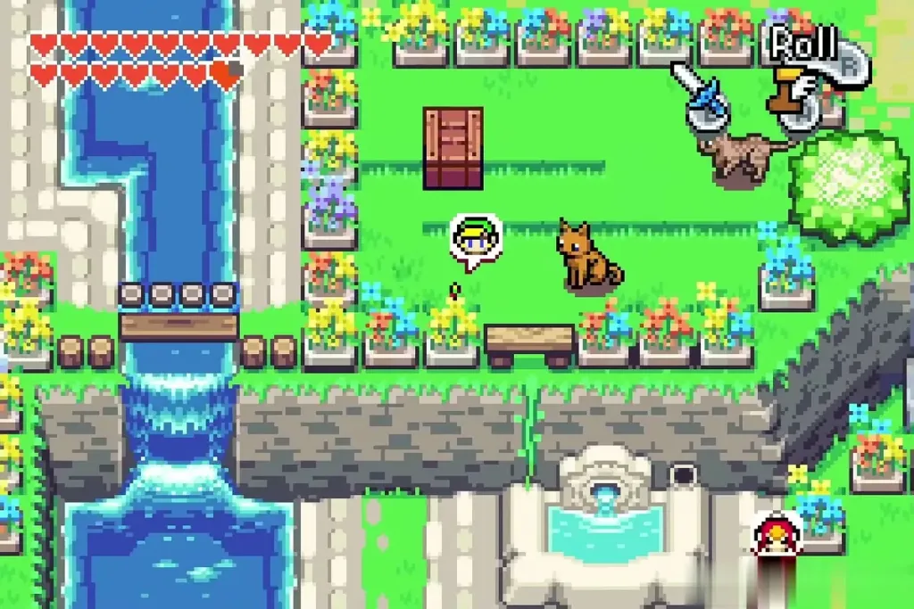 The Hyrule Town garden with its fountain and waterfall The Hyrule Town garden with its fountain and waterfall