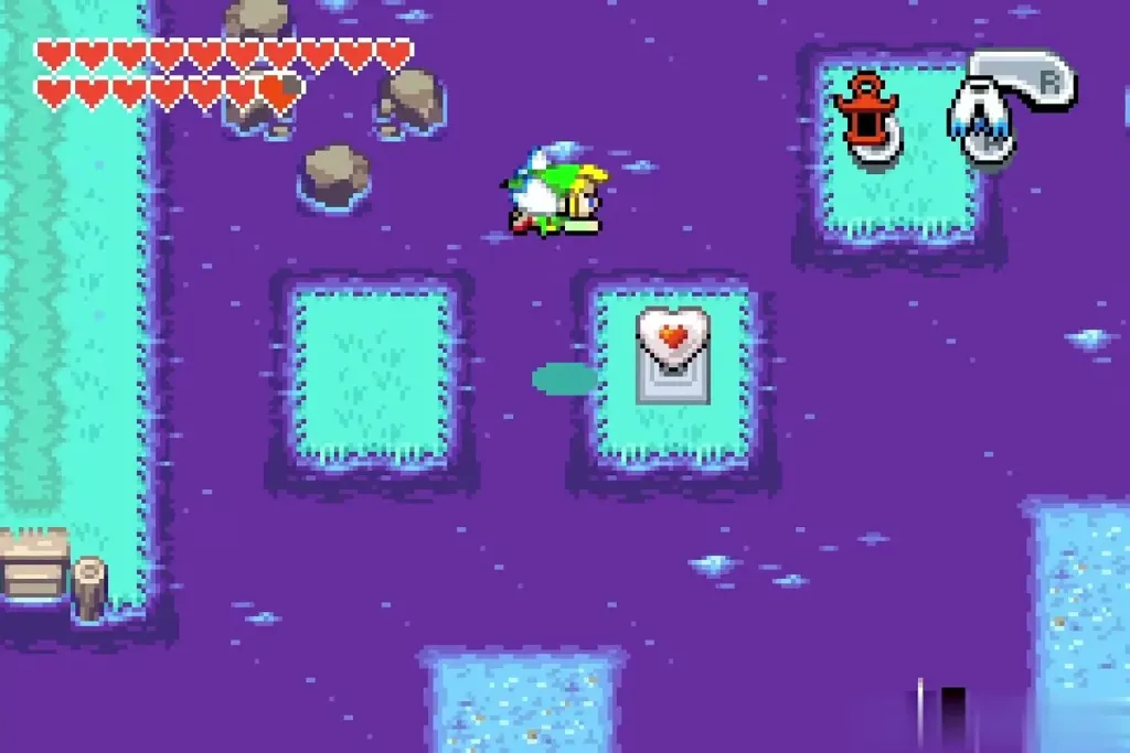 The tiny island with the Piece of Heart on its pedestal The tiny island with the Piece of Heart on its pedestal