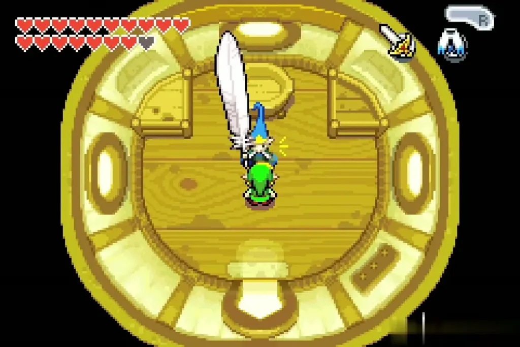 Link entering Librari's round chamber in the Minish world Link entering Librari's round chamber in the Minish world