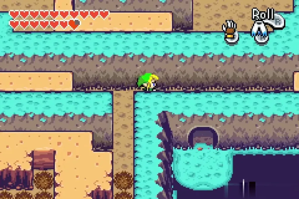 Link at the Mole Mitts cave north of Lake Hylia Link at the Mole Mitts cave north of Lake Hylia