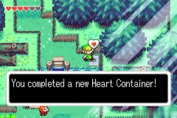 Link holding up the Piece of Heart by the jetty pond Link holding up the Piece of Heart by the jetty pond
