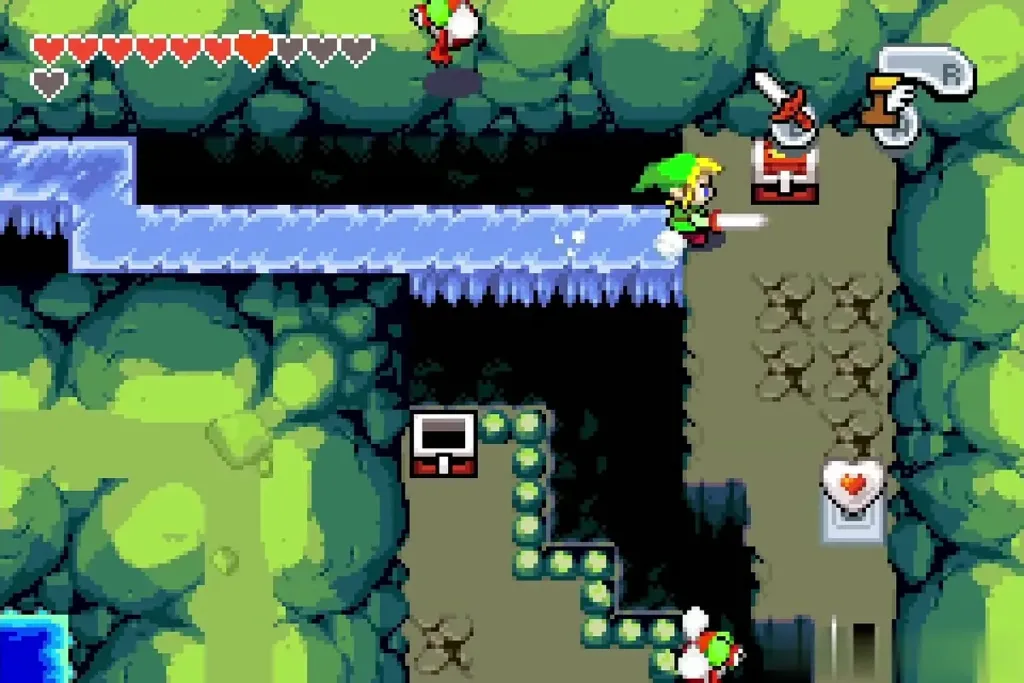 Link on the ice ledge above the pedestal holding a Piece of Heart Link on the ice ledge above the pedestal holding a Piece of Heart