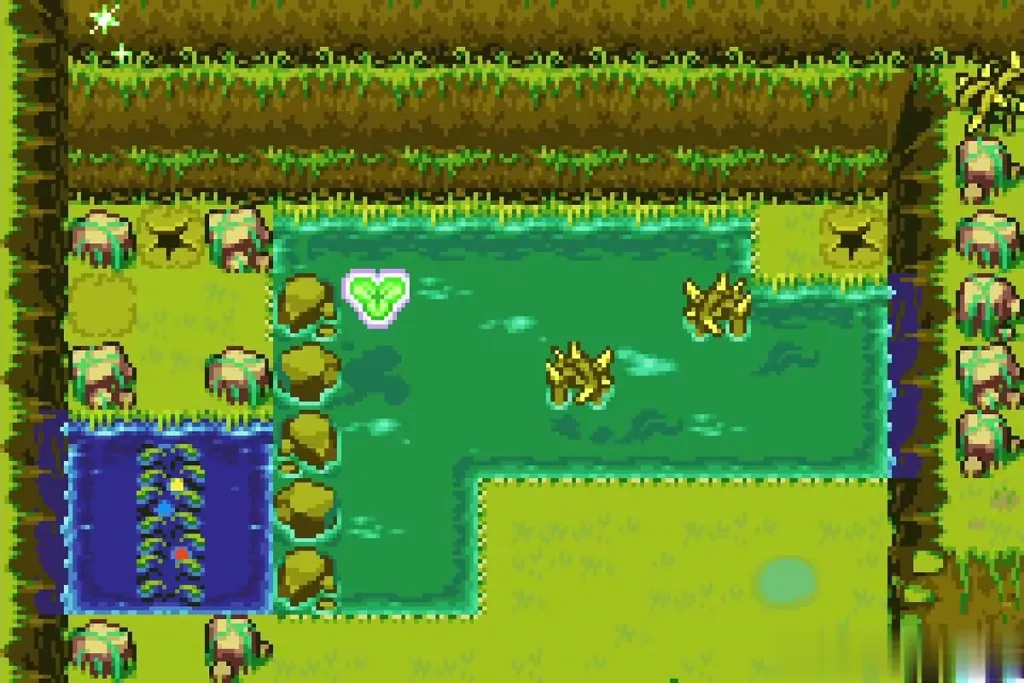 Castor Wilds swamp with a crack and a lily pad marker after the Business Scrub fusion