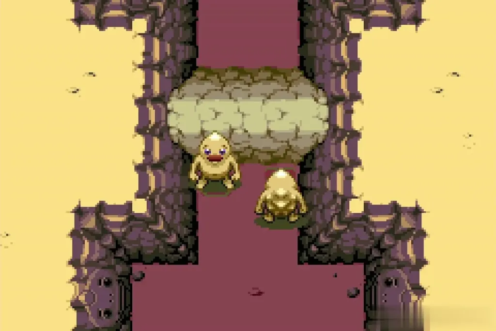 A Goron arriving at the rubble wall in Goron Cave