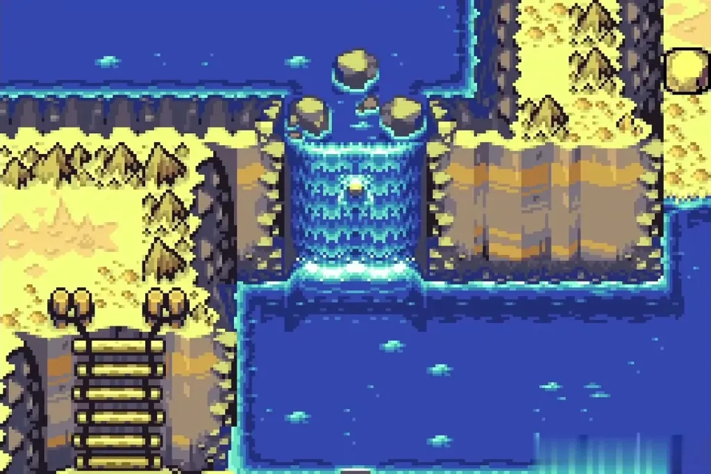 The Veil Falls waterfall with the new path after the fusion The Veil Falls waterfall with the new path after the fusion