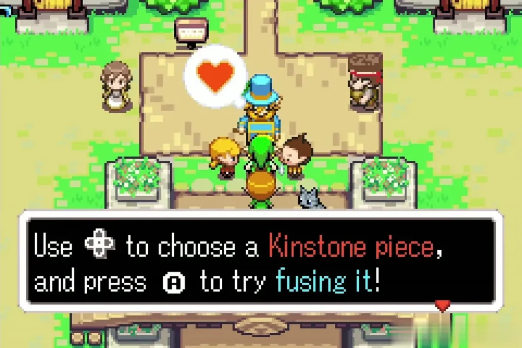 Heart bubble over the Hurdy-Gurdy Man and the prompt to choose a Kinstone piece and try fusing it