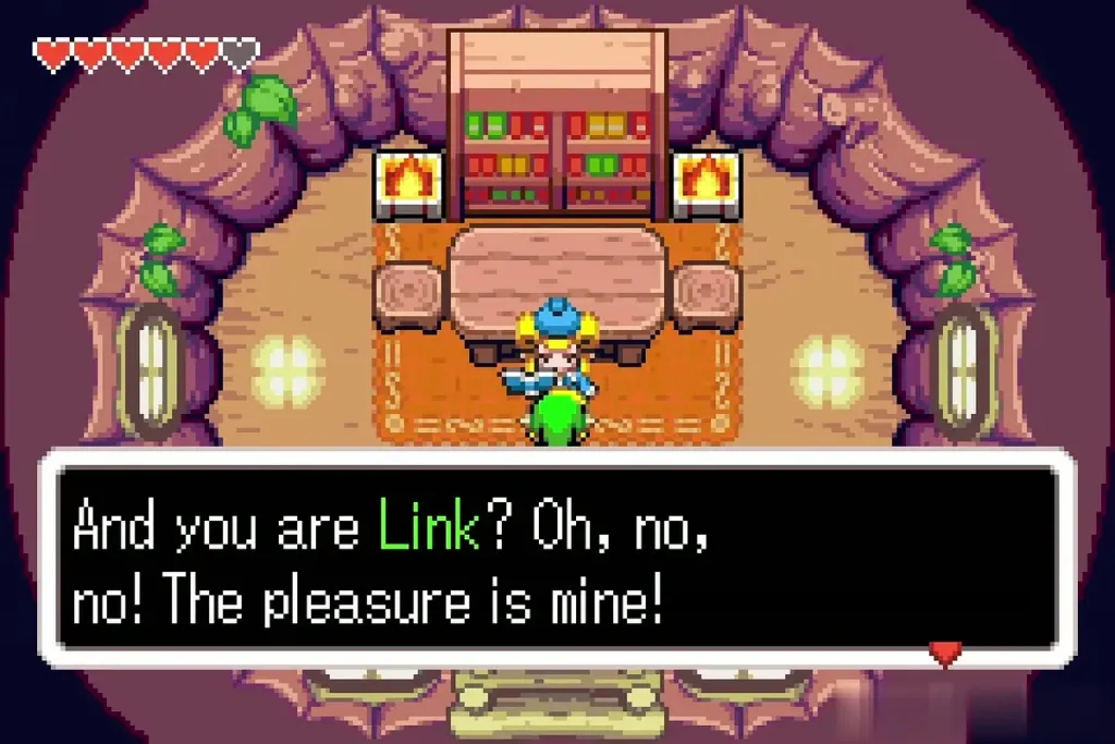 Link talking to Percy inside his tree house Link talking to Percy inside his tree house
