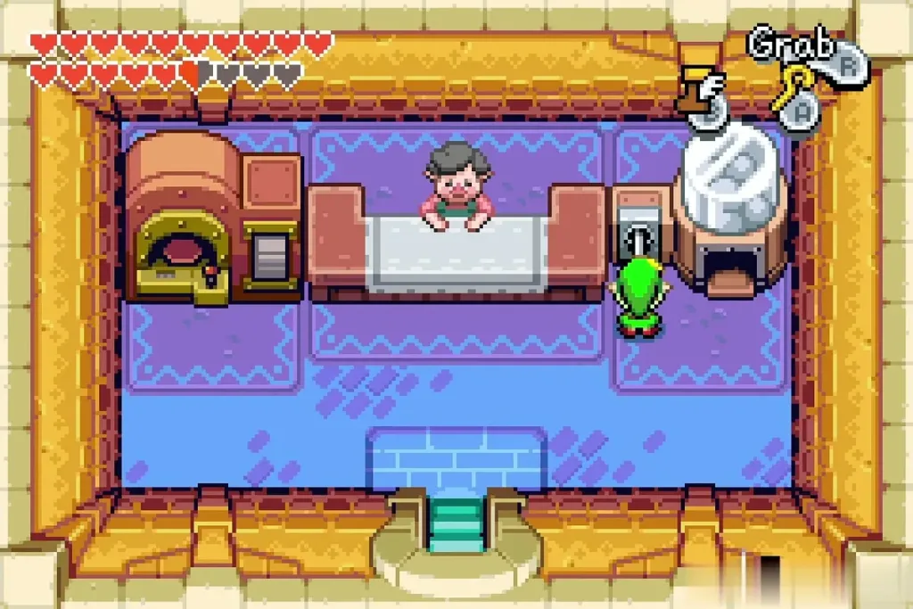 Link walking up to the figurine machine in Carlov's shop Link walking up to the figurine machine in Carlov's shop