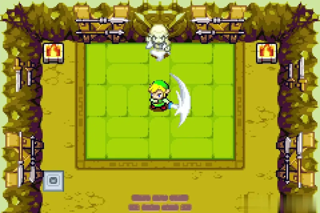 Link slashing a spin attack in the dojo Link slashing a spin attack in the dojo