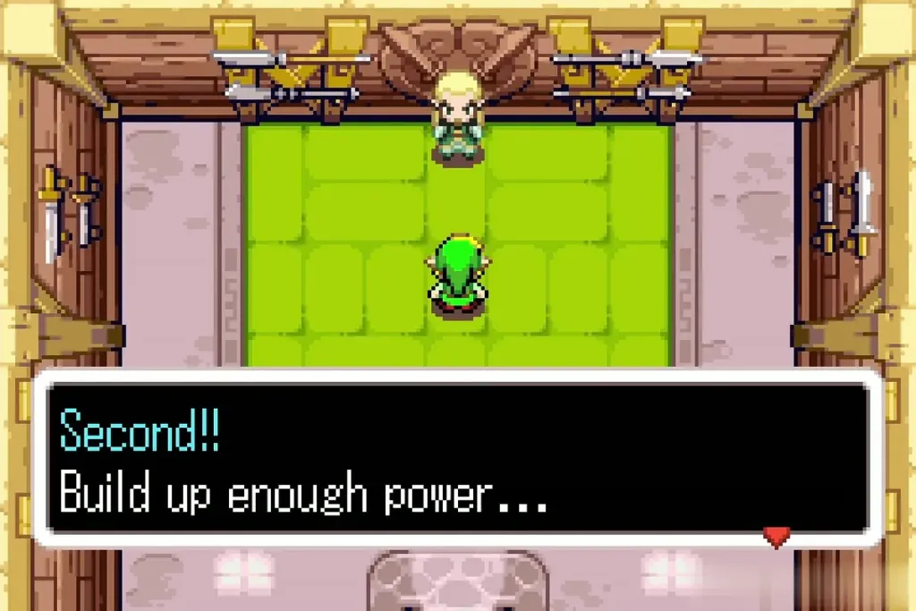 Swiftblade telling Link to build up enough power Swiftblade telling Link to build up enough power