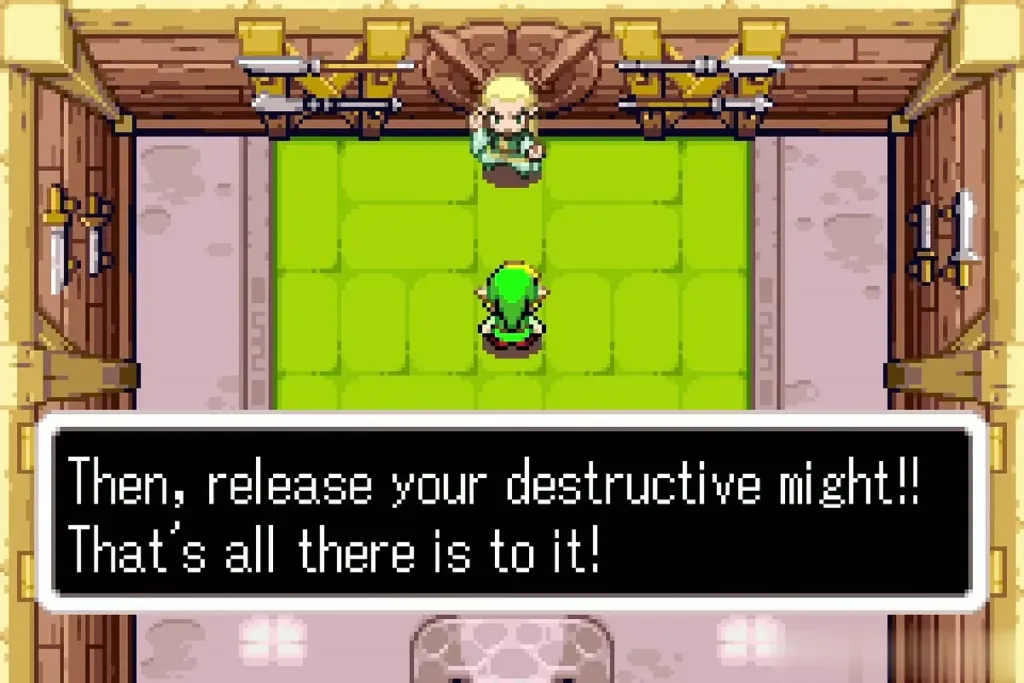 Swiftblade telling Link to release his destructive might Swiftblade telling Link to release his destructive might
