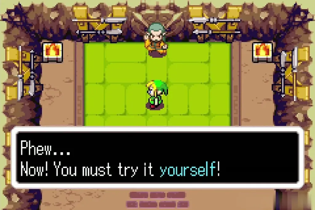 Waveblade telling Link he must try the drill himself Waveblade telling Link he must try the drill himself