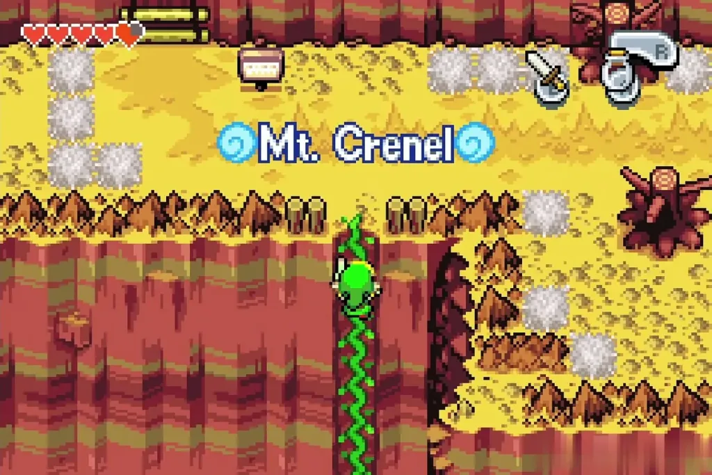 Link at the top of the vine as the Mt. Crenel area name appears Link at the top of the vine as the Mt. Crenel area name appears