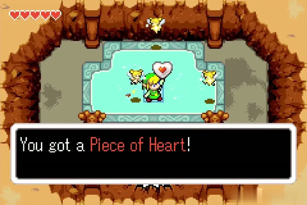 Link holding up a Piece of Heart, with the message You got a Piece of Heart Link holding up a Piece of Heart, with the message You got a Piece of Heart