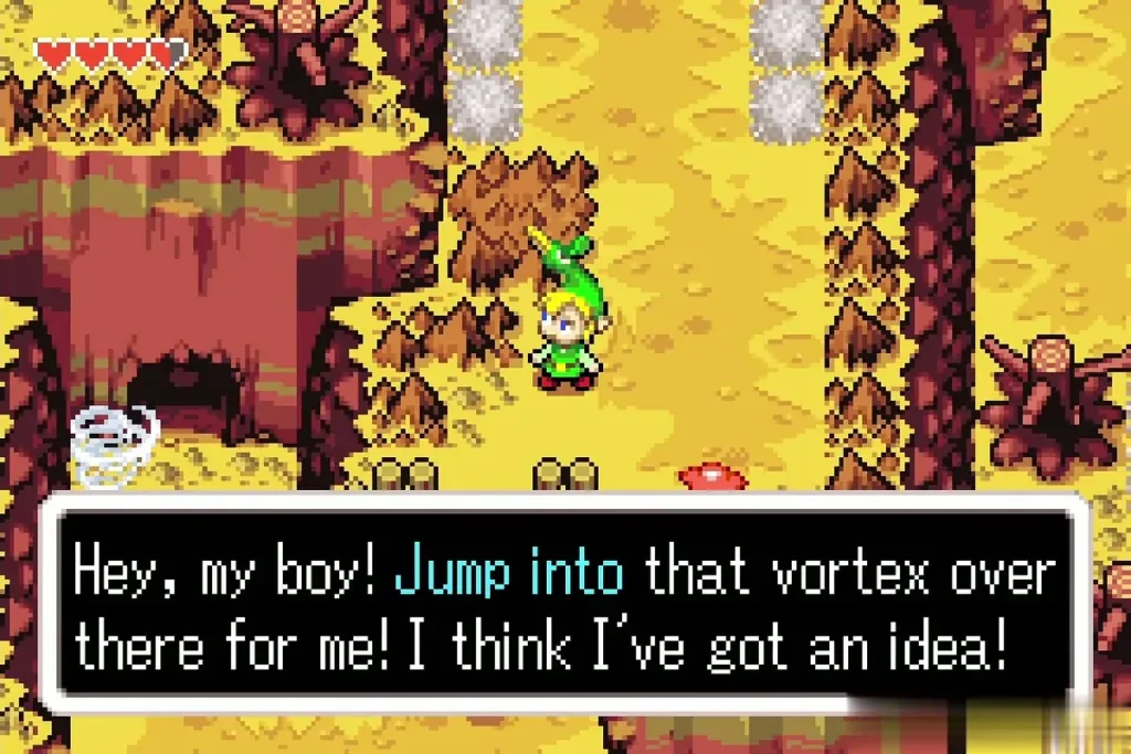 Ezlo asking Link to jump into the vortex over there Ezlo asking Link to jump into the vortex over there